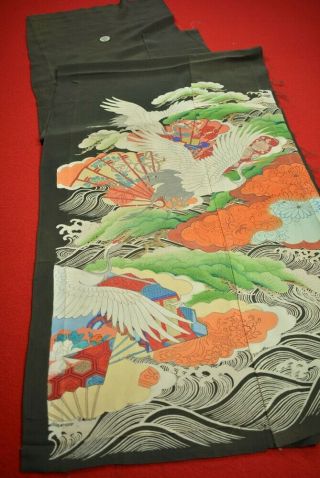 Vt97/95 Vintage Japanese Kimono Fabric Silk Antique Boro Kusakizome 61 "