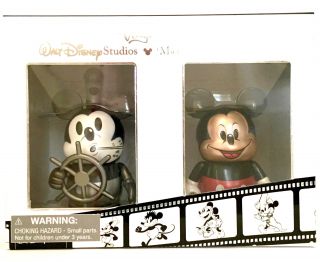 Disney Vinylmation 3 " Through The Years Steamboat Willie Modern Mickey Mouse Set