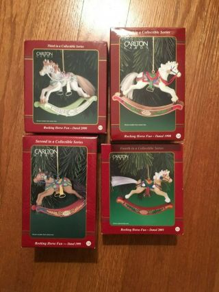 Carlton Cards Rocking Horse Fun Christmas Ornaments 1998,  1999,  2000,  2001