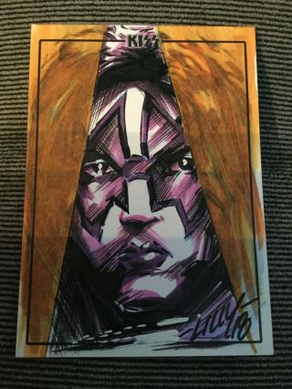 Kiss Premium Trading Cards Dynamite Ace Frehley Sketch Card 1/1 Signed Artist