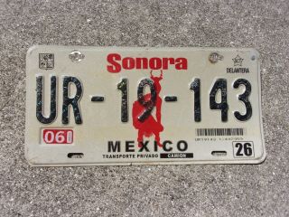 Mexico Sonora Priv.  Camion License Plate Ur - 19 - 143