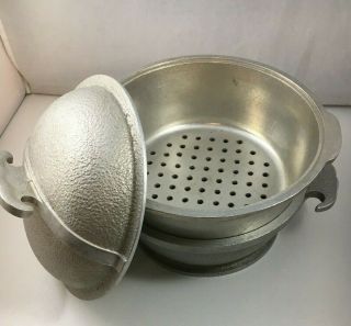 Rare Vintage Guardian Service 7 " Round Cookware With Steamer Insert And Lid