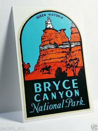 Bryce Canyon National Park Utah Vintage Style Decal,  Vinyl Sticker,  Luggage Label