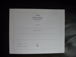 British Airways Concorde Flight Certificates - 1 Flight Certificate