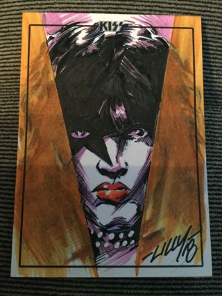 Kiss Premium Trading Cards Dynamite Paul Stanley Sketch Card 1/1 Signed Artist