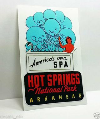 Hot Springs Arkansas Vintage Style Travel Decal / Vinyl Sticker,  Luggage Label