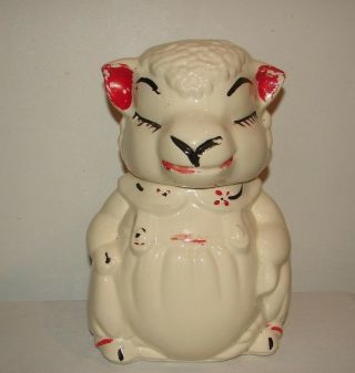 Vintage American Bisque Abco Pottery Lamb Sheep Cookie Jar