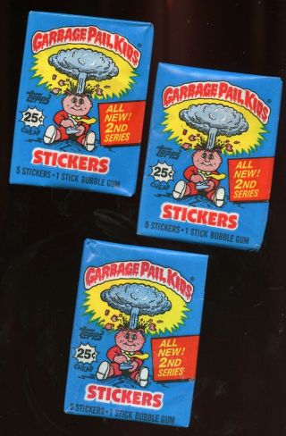 (3) 1985 Topps " Garbage Pail Kids " Series 2 Wax Packs ( (beautifiul))