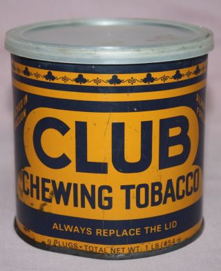 Club Chewing Vintage Tobacco Tin/can Imperial Canada - 1 Lb.  9 - Plugs Round