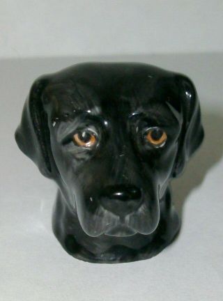 A Francesca Hand Painted Dogs Head Bone China Thimble - - A Black Labrador - - -