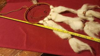 Vintage Native American Indian Dream Catcher Fur Wool Feathers And Leather