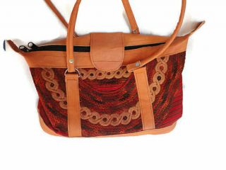 Huipil bag,  tote huipil bag,  leather huipil handbag,  collectible Guatemalan bag. 6