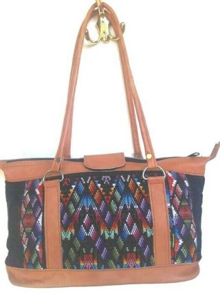 Huipil bag,  tote huipil bag,  leather huipil handbag,  collectible Guatemalan bag. 7