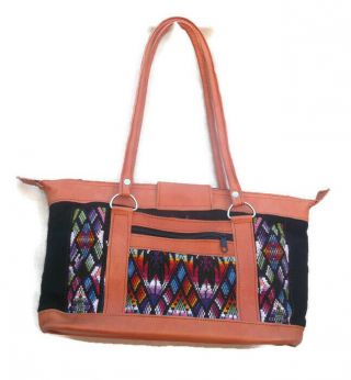 Huipil bag,  tote huipil bag,  leather huipil handbag,  collectible Guatemalan bag. 8