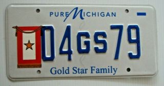 Gold Star Family Military Service Veteran Mother License Plate " 04 Gs 79 "