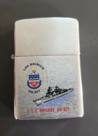 Vintage 1983 Zippo Lighter Uss Briscoe Dd - 977 Destroyer Exc
