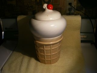 Vintage Mccoy 159 Ice Cream Cone Cookie Jar,  Cherry On Top W Confetti Usa Fr/shp