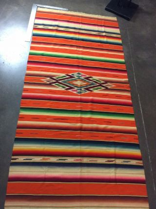Vintage Native American Navajo Tight Woven Chinle Blanket Rug Vibrant Tapestry