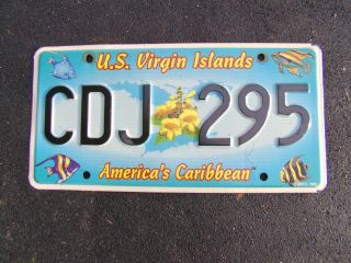 Virgin Islands License Plate W/tropical Fish & Yellow Trumpetbush,  Very Good,  Cd