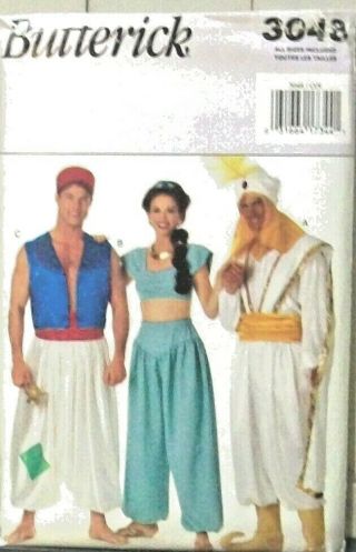 Butterick Costume Pattern 3048 Men & Miss Size Alladin Jasmine Genie C 1993 U C