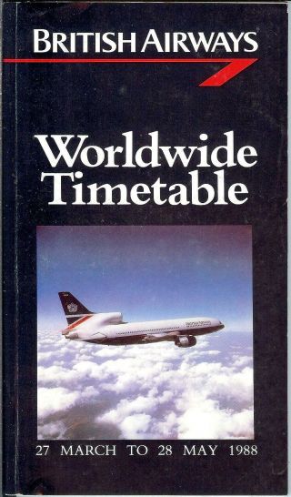 British Airways Worldwide Timetable March 1988 London Heathrow Airport Boeing
