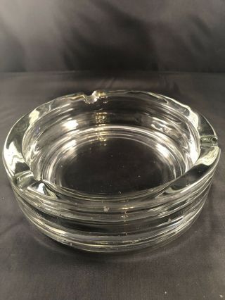 Vintage Heavy Clear Glass Round Ashtray 1lb10oz 6 " Diameter