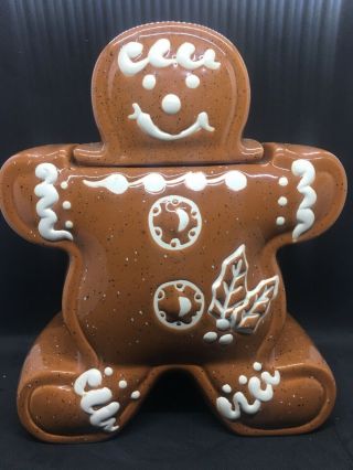 Gingerbread Man Cookie Jar Heavy Christmas Holidays - No Damage