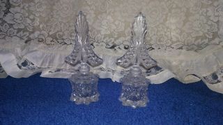 Set Of 2 Antique Clear Cut Crystal Perfume Bottles With Stoppers Approx 6.  5 "