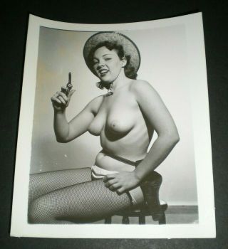 Curvy Cowgirl W/ Gun - Vintage 4x5 Photo - Original/pinup/girl/nude/model/pistol