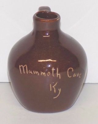 Vintage Mammoth Cave,  Kentucky Little Brown Jug,  3 1/2 " Tall,  Rounded