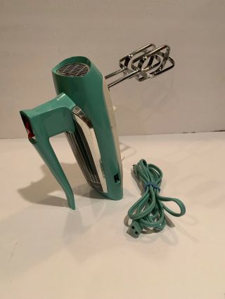 Vintage General Electric Ge Turquoise Hand Held Mixer