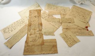 Early Paper Norwich & Mansfield Ct 1755 - 1796 Receipts Deeds,  Varying