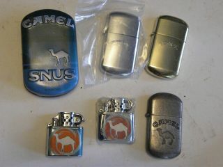 5 Five Camel Advertising Lighters And Camel Tin