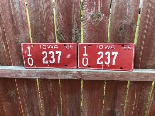 Pair 1966 Iowa License Plate County 10 (buchanon) 237 66 Registration