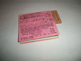 Vintage B&o Baltimore Ohio Rr Railroad Ticket Stubs 1929 Pullman Co