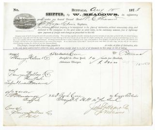 Buffalo Ny Meadows 1873 Freight Bill By Erie Canal Boat Invoice Corn