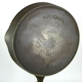 Vintage National No 8 C Cast Iron Skillet Frying Pan With Heat Ring 8c Wagner