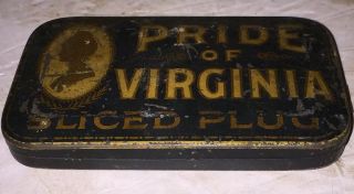 Antique Pride Of Virginia Sliced Plug Tobacco Tin Pocket Tin Tobacciana Smoke