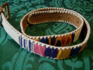 Guatemalan Belt Vintage Sz Small Med Woven Rainbow Colors Leather 30 - 34 " Waist