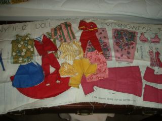 2 Vtg Barbie CUT N SEW FABRIC PANELS PATTERNS 10 PC OF MADE CLOTHES 60S 3