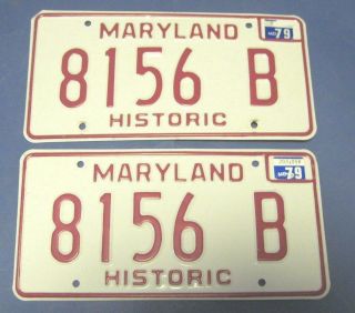 1979 Maryland Historic License Plates Matched Pair