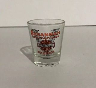 Harley Davidson Bar & Shield Logo Savannah Georgia Shot Glass