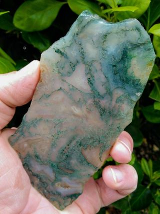 TWO (2) OLD STOCK HIGH END GREEN MOSS AGATE SLABS PRINEVILLE CENTRAL OREGON 7OZ 3