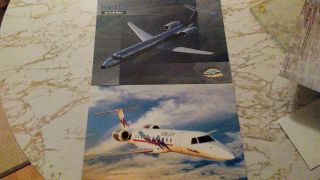 Embraer Erj - 135 (1) And 145 Color Photos (2) 8.  5x11 From Manufacturer W/specs