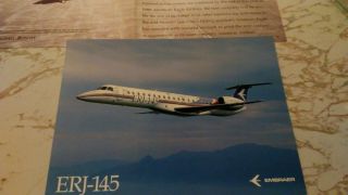 Embraer ERJ - 135 (1) and 145 Color Photos (2) 8.  5x11 from Manufacturer w/specs 4