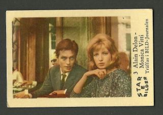 Alain Delon Monica Vitti Vintage 1950s Movie Film Star Card From Sweden E3
