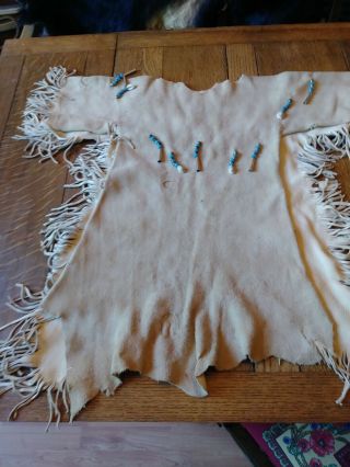 Antique Rawhide Tunic Pacific Nw Native American W/ Beaded Tassels & Fringes