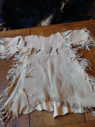 Antique Rawhide Tunic Pacific NW Native American w/ beaded Tassels & Fringes 4