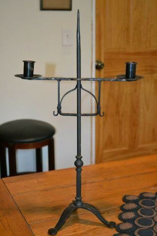 Wrought Iron Adjustable Candle Stick Holder - 22 " Tall