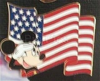Le500 Disney Pin Patriotic Mickey Mouse Salutes American Flag Usa Red White Blue